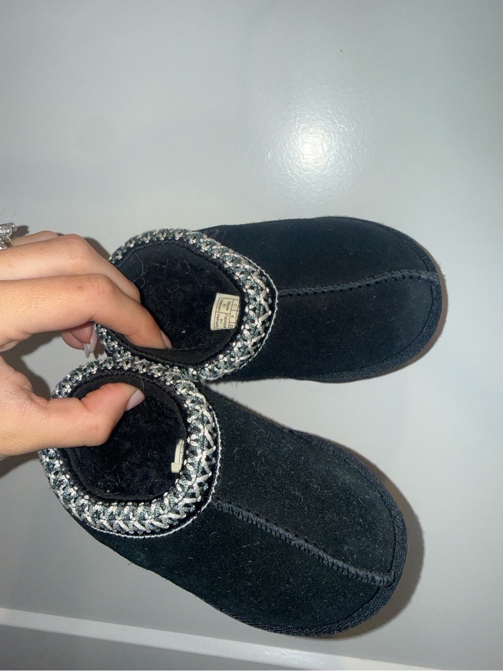 UGG Black Kids Slip-On Slippers with Woven Cuff